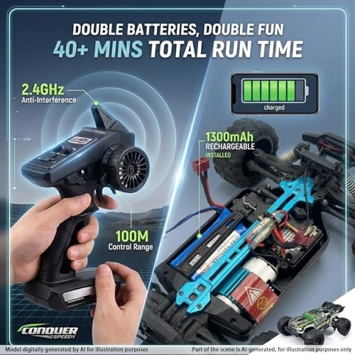 RC Cars 1:16 Remote Control Car 50 KMH High Speed Fast 4WD RC Truck for Kids Adult Boy Toys 2.4 GHz All Terrains RC Buggy Off-Road Drift RC Monster Trucks with 2 Rechargeable Batteries (Red) - color: 140-red-2