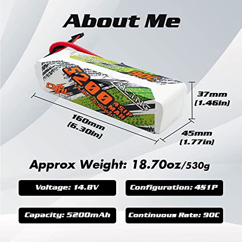 CNHL 5200mAh 4S Lipo Battery Soft Case 14.8V 90C EC5 Plug (2 Packs) | Versatile RC battery for RC cars, trucks, buggies, tanks, airplanes, heli, and remote control boats.