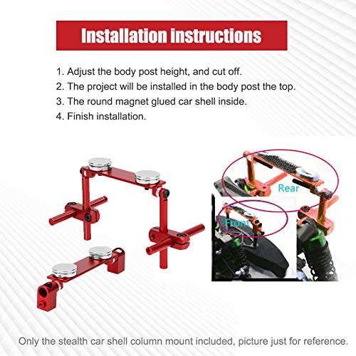 Tbest Magnetic Body Mount Kit, Aluminum Invisible Design for 1/10 Scale RC Racing Car Accessory for Racers and Hobbyists in Competitive Events, Off-Road Tracks, and Quick Body Changes
