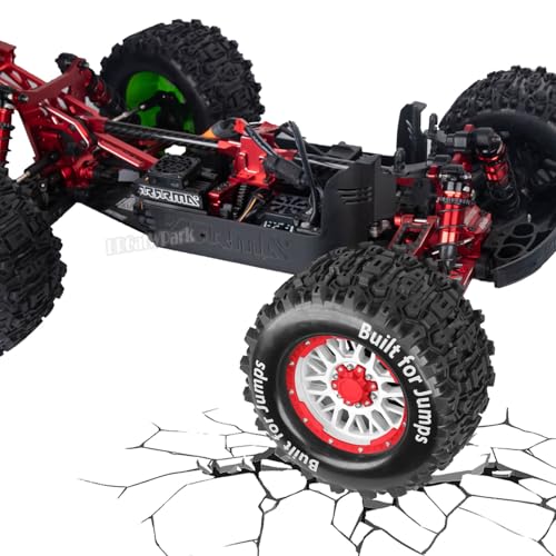 17mm Hex 1/7 1/8 1/10 RC Wheels and Tires for 1/10 Revo/Summit/T-Maxx/E-Revo,1/8 Kraton/Outcast/Fireteam/Notorious 6S,Sledge,1/7 Fireteam 6S,etc RC Monster Truck,(4Pcs) Red White - color: Red White - (Rc Truck Tires)