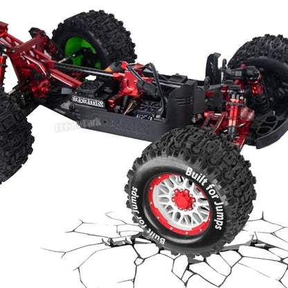 17mm Hex 1/7 1/8 1/10 RC Wheels and Tires for 1/10 Revo/Summit/T-Maxx/E-Revo,1/8 Kraton/Outcast/Fireteam/Notorious 6S,Sledge,1/7 Fireteam 6S,etc RC Monster Truck,(4Pcs) Red White - color: Red White - (Rc Truck Tires)