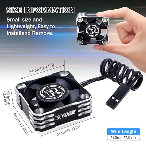 Surpass Hobby Motor Cooling Fan,30mm ESC Cooling Fan 28000RPM RC Model HeatSink Fan for 1/8 1/10 1/12 Scale RC Car Truck 540 550 Motor (Silver) - color: Silver