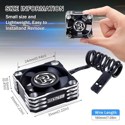 Surpass Hobby Motor Cooling Fan,30mm ESC Cooling Fan 28000RPM RC Model HeatSink Fan for 1/8 1/10 1/12 Scale RC Car Truck 540 550 Motor (Silver) - color: Silver