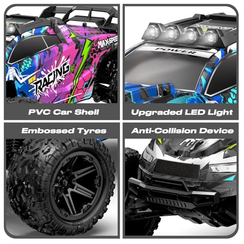 RC Car for Adults Boys, 1:8 Scale 50KM/H High Speed Racing Vehicle | 2.4GHz Remote Control Monster Truck with Waterproof Off-Road Design, Dual 2600mAh Rechargeable Batteries, Christmas Gift Toy