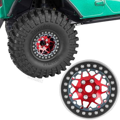 RC Aluminium 1.9 Beadlock Wheel Rims Set for 1/10 SCX10 90046 AXI03007 TRX4 TRX6 VS4-10 Gen7 Gen8 CFX MST D90 RC Crawler,(4PCS) 1.9 RC Beadlock Rims,1.9 rc Wheels,Red - color: Red- (Wheel Rims)