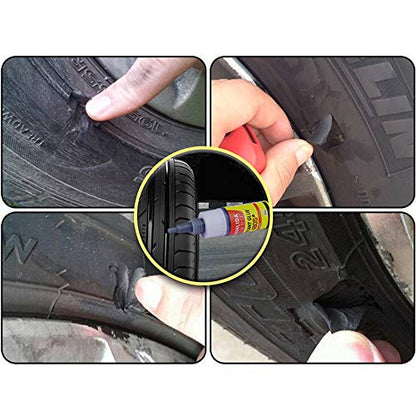 Black Tire Repair Glue Rubber Strong Adhesive Bonding for Sidewall Gash Dent Instant Super Glue for Off-Road Car Motorcycle Truck Tractor, 20g 0.7oz