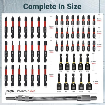 86-Piece Magnetic Impact Nut Driver Set, SAE/Metric Nut Driver Set, Right Angle Drill Driver, Socket Adapters, Bit Holder, Wing Nut Driver, Ratchet Bit Driver, Quick Release Extension, Power Bits - size: 86-Piece Magnetic Impact Nut Driver Set