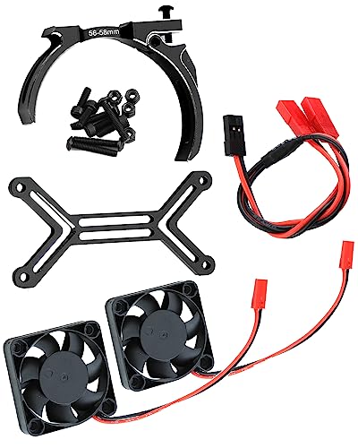 40mm Cooling Fan Upgrades Part for 1/5 ARRM A TRX4 RC Scale Car,Brushed Brushless 15000 RPM High Speed Cooling Fan Heatsink with 56-58mm Adjustable Mount for 1717 5687 56113 2028 Motor,Black - style: black(1.5w RPM)