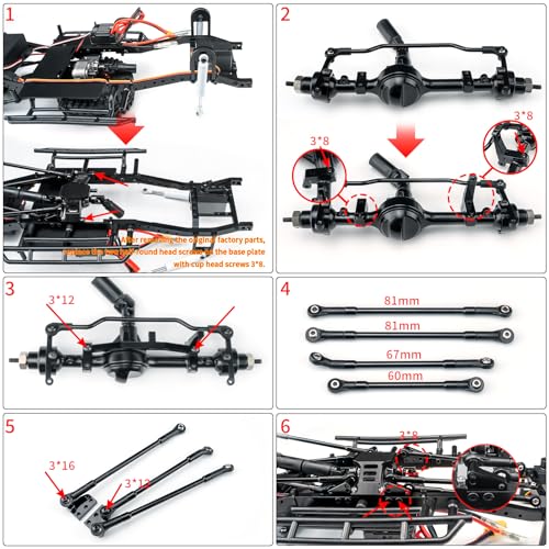 Aluminium Front Suspension Three Link Kit | Upgrade Parts, For 1/10 TF2 Trail Finder 2, RC Crawler Car