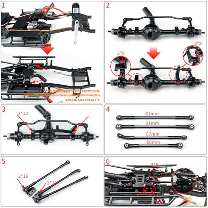 Aluminium Front Suspension Three Link Kit | Upgrade Parts, For 1/10 TF2 Trail Finder 2, RC Crawler Car