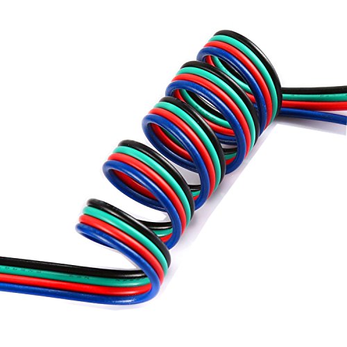 TUOFENG 22 AWG 4 Pin RGB Extension Cable, 40ft | LED Strip Wire - size: 22 AWG 4 Parallel PVC Wire 40ft