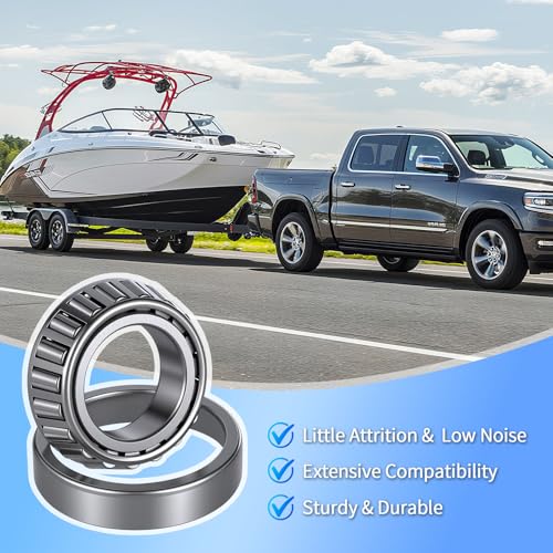 2 Pack Trailer Bearings Kit, High Speed and Rotary Quiet, L68149 L44649 Trailer Axle Bearings Kit, Fits for 1-3/8'' to 1-1/16'' 3500 Lbs Trailer Axle 1.719'' Grease Seal 10-19#84 Spindle
