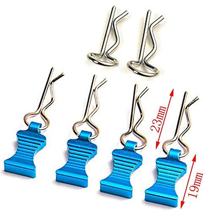 MOHERO Metal RC Body Clips Pins with Pull Tabs for 1/10 Axial SCX10 RC Model Crawler Car Pack of 6 (Blue) - color: Blue