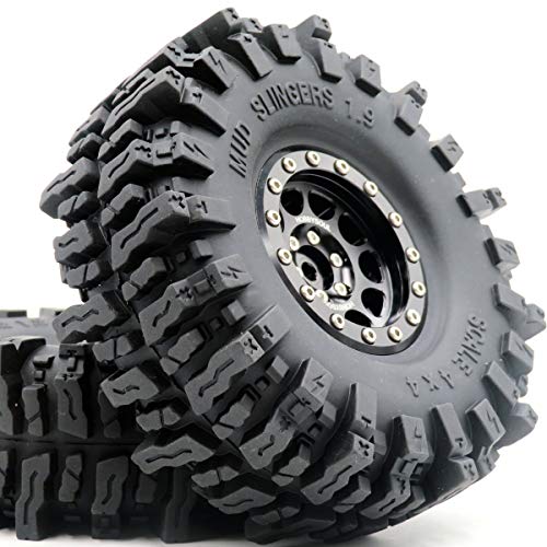 1.9 Beadlock wheels and tires 120mm Tall Soft Sticky 1.9 Mud Slingers T8 Tires & Aluminum Rims For RC 1/10 Crawler TRX4 SCX10 Gen8 Upgardes,HS700571
