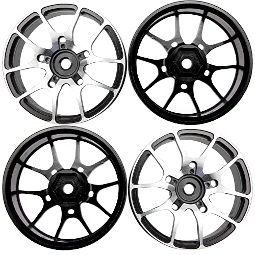 Aluminum Alloy 1/10 On-Road Racing Touring Drift Car Wheel Rims 12mm Hex Hub 26mm Width Compatible with Tamiya TT01 Kyosho RedCat Sakura D4 XIS HSP 1/10 RC Car (Black) - color: Black