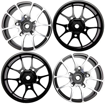 Aluminum Alloy 1/10 On-Road Racing Touring Drift Car Wheel Rims 12mm Hex Hub 26mm Width Compatible with Tamiya TT01 Kyosho RedCat Sakura D4 XIS HSP 1/10 RC Car (Black) - color: Black