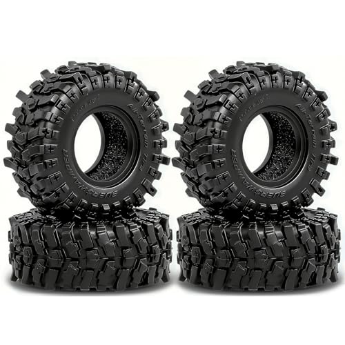 REDSPIDER 0.7" RC Crawler Tires 40mm, RS6 Composite Material Sticky Butyl Rubber Micro Mud Tires with Foam Inserts, High Grip Upgrade for 1/30 Axial SCX30 RC Car (Tires) - color: Tires