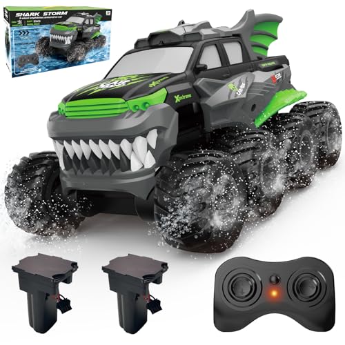 Amphibious Remote Control Car 8WD RC Monster Truck for Boys Age 8-12 Offroad Waterproof RC Pickup All Terrain RC Drift Cars Beach Pool Toys Gifts for Kids Green - color: Green