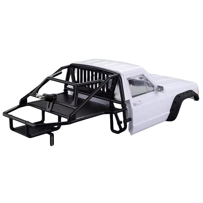 1/10 RC Hard Shell Cab & Back-Half Cage Body Shell Kit for 1/10 RC Crawler TRX4 SCX10 90046 AT4 GEN 8 Scout II,313mm Wheelbase Cherokee Upgrade and Modify (White) - color: White