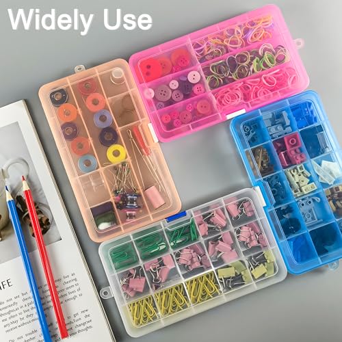 Qualsen 15 Girds Bead Organizer with Adjustable Dividers(12 Pack)，Earring Organizer Box and Small Plastic Organizer Box for Jewelry, Beads, Earrings, Crafts, Screws and Fishing Tackles Small Items - size: 15 Gird-12pcs