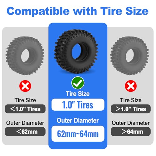 HobbyPark 1.0 Tires Silicone Inserts Foam fit 62-64mm*24mm for 1/18 1/24 Scale RC Crawler Trucks, Super Soft, 4pcs (Navy Blue) - color: Navy Blue (Large)