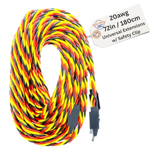 BackBayRC - 72in 20awg Male/Female w/Clip Universal Servo Extension - 5 Pack - style: 72in Male/Female Extension w/ Safety Clip