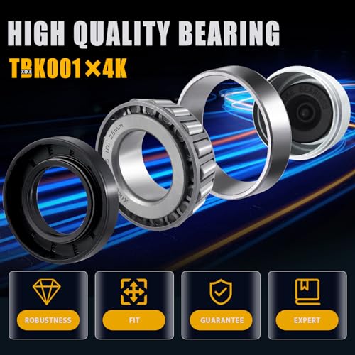 XiKe 25mm Axles 30205 Trailer Bearings Wheel Hub Kit, 4 Sets | Includes TC30x52x10mm Seal, OD 52mm Dust Cover and Cotter Pin. - size: 30205 + Seal ID 1.18, style: Pack 4 Set