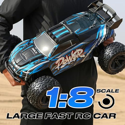 1:8 Scale RC Monster Truck, 50KM/H High Speed Off Road Racing Car | 2.4GHz Remote Control Climbing Vehicle with LED Lights, Dual 2600mAh Rechargeable Batteries, All Terrain Drift Truck