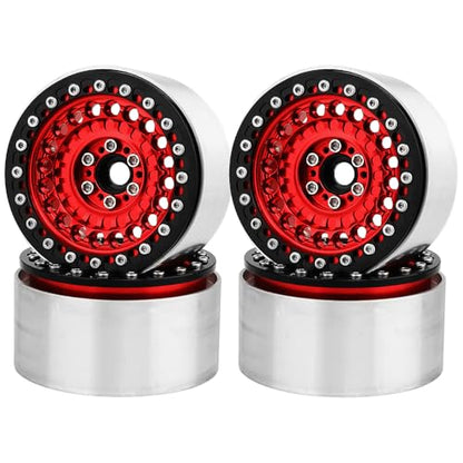 Aluminum Circular Step Subsidence 2.2" Beadlock Wheel Rim for 1/10 SCX10 I II III Capra TRX4 VS4-10 Gen8 RC Crawler Upgrade (red) - color: Red
