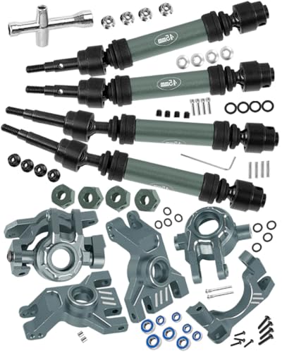 RC Aluminium Upgrades Part Caster Block,Steering Blocks,Stub Axle Carriers,Drive Shaft for 1/10 Slash/Rustler/Stampede/Jat0 4x4 4WD VXL,CVD/Axles/DriveShaft Hops Up,Titanium - color: Titanium-(for 1/10）