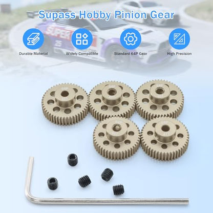 64DP Pinion Gear Set 46T 47T 48T 49T 50T for 3.175 mm Shaft Aluminium Alloy Pinion Gear with Screwdriver for 1/10 RC Car Motor - size: 46T 47T 48T 49T 50T