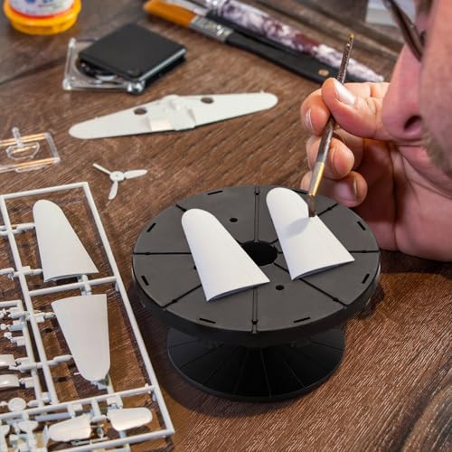 Yalikop 2 Sets Spray Work Painting Stands Rotating Model Painting Stand Holders with 8 Pcs Crocodile Clips Plastic Miniature Holder Base Tools for DIY Model Cars Airplanes Airbrush Hobby Parts