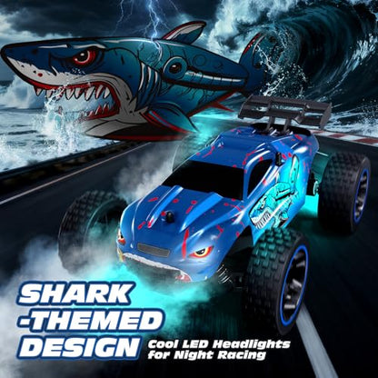 Tecnock RC Cars for Kids, 1:18 Scale 2WD RC Car with USB-C Easy Charging, 2.4GHz Remote Control Car with LED Lights & 50 Mins Playtime, Toys Gifts for Boys & Girls Ages 8-12 - color: Navy Blue