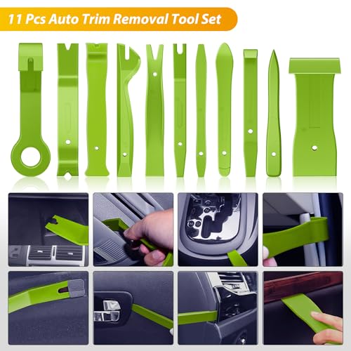 GOOACC 102Pcs Trim Removal Tool, Auto Push Pin Nylon Bumper Retainer Clip Set Fastener Terminal Remover Tool Round Handle Crowbar Kit Car/Radio Panel, Green - color: 102Pcs Clips+ Remover Green, size: Clips+Remover