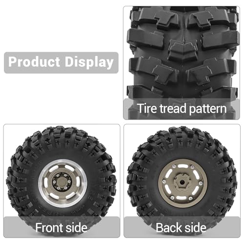 1.9" Beadlock Wheels and Tires for TRX4 SCX10 SCX10 III 90046 D90 1/10 RC Crawlers (Titanium) - color: Titanium