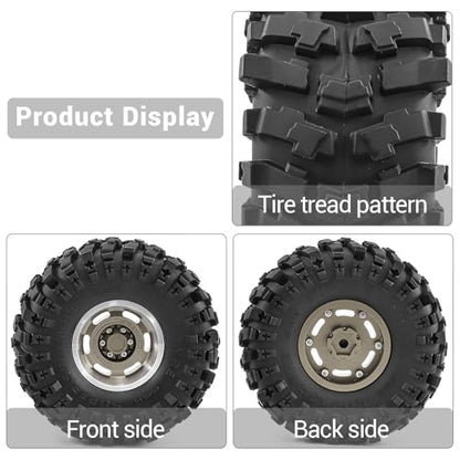 1.9" Beadlock Wheels and Tires for TRX4 SCX10 SCX10 III 90046 D90 1/10 RC Crawlers (Titanium) - color: Titanium