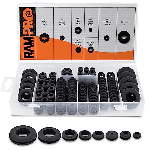 180pc 8 Sizes Rubber Grommet Kit - Includes Rubber Grommets for Wiring, Rubber Hole Plugs, Rubber Grommets Automotive and Firewall Grommet (5/16", 3/8", 1/4", 1/2", 7/16", 5/8", 7/8", 1") - size: 8 Sizes (180-Pc)