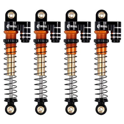 INJORA 43mm Aluminum Threaded Double Barrel Shocks Dampers for Axial SCX24(Gold)