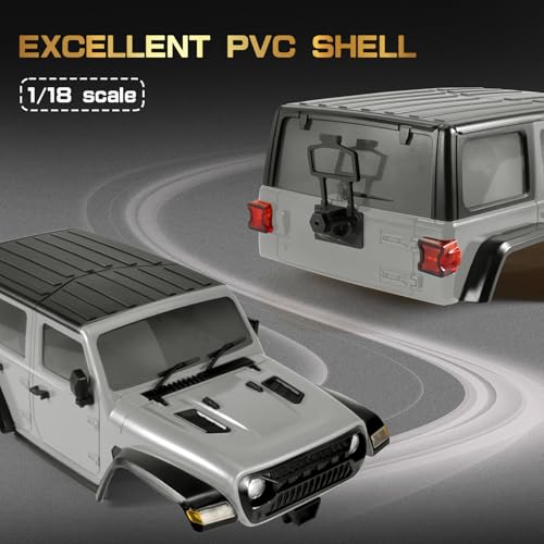 6.10in Wheelbase RC Body Shell for 1/18 ABS Hardtop Body (Grey) | TRX4M Body with Front Rear Bumpers for TRX4M Bronco Defender Chassis - color: Grey