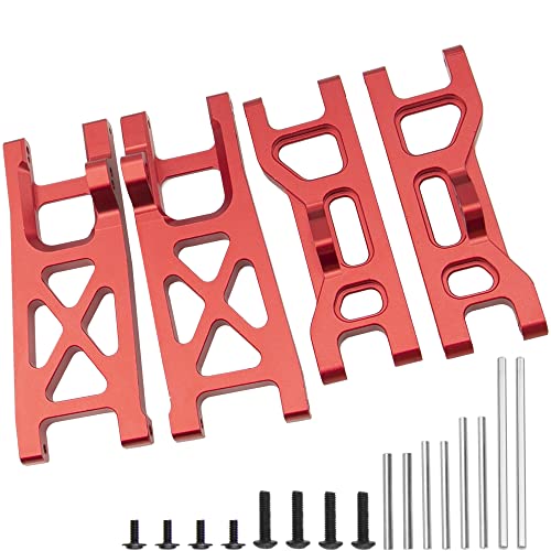 ShareGoo Aluminum Alloy Front & Rear Lower Suspension A-Arms Set Upgrades Part Compatible with Horizon ECX 1/10 2WD Ruckus Axe Brutus Circuit AMP MT/DB Crush RC Car Buggy Tuck (Red) - color: Red