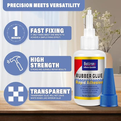 2-Pack Rubber Glue, Strong Flexible & Waterproof Super Glue for Rubber Repair, Heavy-Duty Adhesive for RC Tires, Shoe Soles, Seals, Hoses, Motorcycle Grips & Automotive Parts - size: 2 Pack
