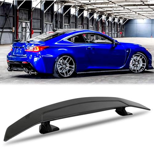 JMTBNO 46Inch Universal Rear Spoiler, Carbon Fiber ABS Sport Style Racing Spoiler Truck Wing Lightweight,Rear Trunk Spoiler Wing Lid Tail Deck Spoiler Fit for Sedan Coupe Hatchback - color: Carbon Fiber