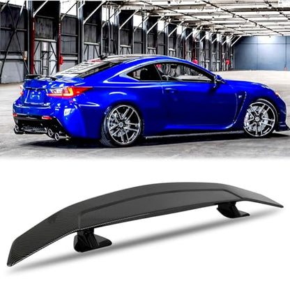JMTBNO 46Inch Universal Rear Spoiler, Carbon Fiber ABS Sport Style Racing Spoiler Truck Wing Lightweight,Rear Trunk Spoiler Wing Lid Tail Deck Spoiler Fit for Sedan Coupe Hatchback - color: Carbon Fiber