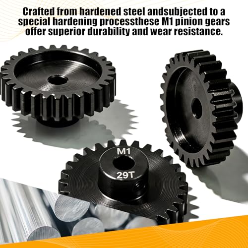 M1 Gear 29T 5mm Bore 3-Pack – High-Precision Hardened Steel Motor Pinion Gear for 1/8 1/10 RC Crawler, Monster Truck, Short Course Truck & Boat (Compatible with Traxxas Axial, FMS, HSP Redcat Losi) - style: M1 3Pcs 29T
