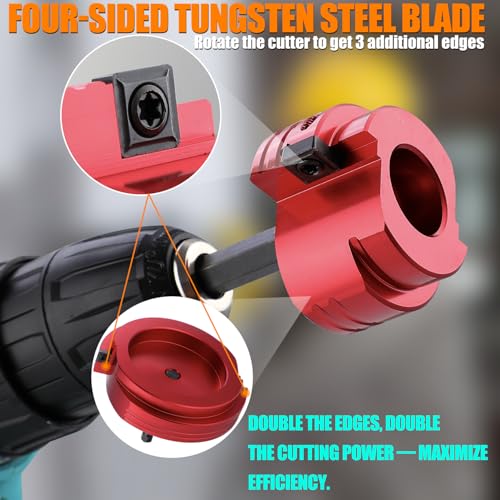 PVC Pipe Reamer Kit, 8-Piece Double-Blade PVC Fitting Saver Socket Saver Tool, 1/2" to 4" Reamer for U.S. Schedule 40 PVC, Tungsten Carbide Alloy Blades, Fits Standard 1/2" Drills