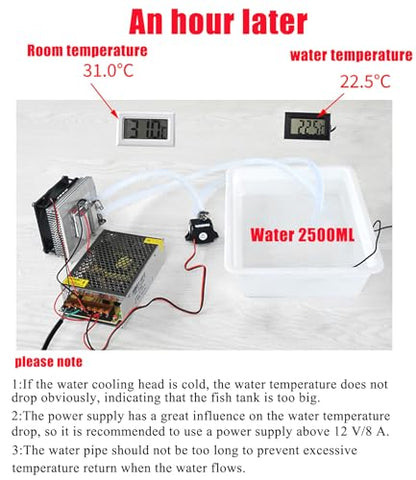Semiconductor Refrigeration Cooler Full Kit DIY Peltier 12V TEC1-12706 Heatsink Thermoelectric Cooler Peltier Water Cooling System for Fish Tank Refrigeration +12V 100W Switch Power Supply Driver