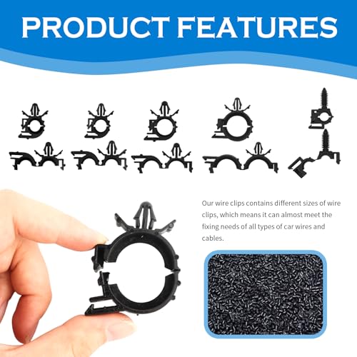 130PCS Car Wire Loom Clips with 5 Sizes,Push-in Wire Harness Clips Assortment Kit Keeps Cables Neatly Sorted,Universal Wires Loom Clamps Assortment Kit for SUV Truck