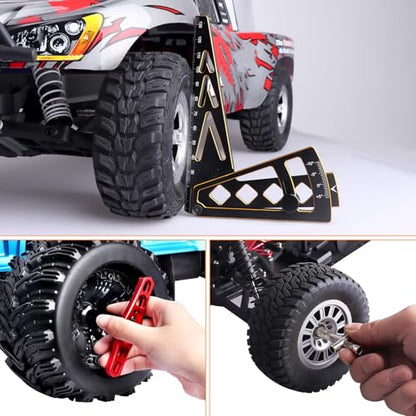 Aluminum Metal RC Car Camber Gauge Height Gauge Wheel Wrench for 1/8 1/10 Scale RC Truck Buggy On Road Touring Racing Drift Models