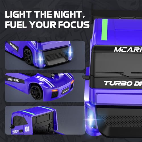 ARRIS 1/87 Micro Desktop RC Drift Car 4WD with Semi-Proportional Control | 12-Step Baked Paint, LED Lights, High Detail Scale Model, Pocket Size Fun - color: Magic Purple
