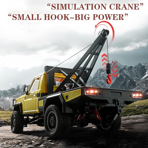 MN82T 1/12 Scale RC Rock Crawler, Remote Control Truck Toyota Pickup Truck, 2.4GHz 4WD Off-Road Crane Rescue Vehicle, All-Terrain Crawler for Adults Kids Indoor Outdoor (whth Gift) - color: Yellow-2